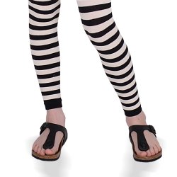 Leggings / stribet sort cream