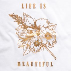 Fiona top - White / gold print