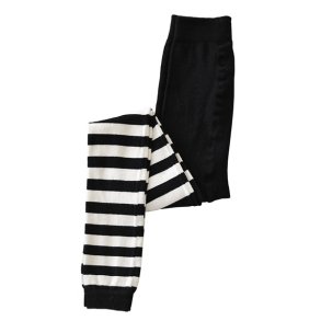 Leggings / stribet sort cream